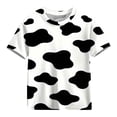 thumbnail image 3 of Xdegoge Toddler Kids Girls Summer Tops Short Sleeve Cow Pattern T-Shirts Casual Crew Neck Graphic Tee Fun Animal Print Everyday Wear, Size 4-5T, 3 of 9