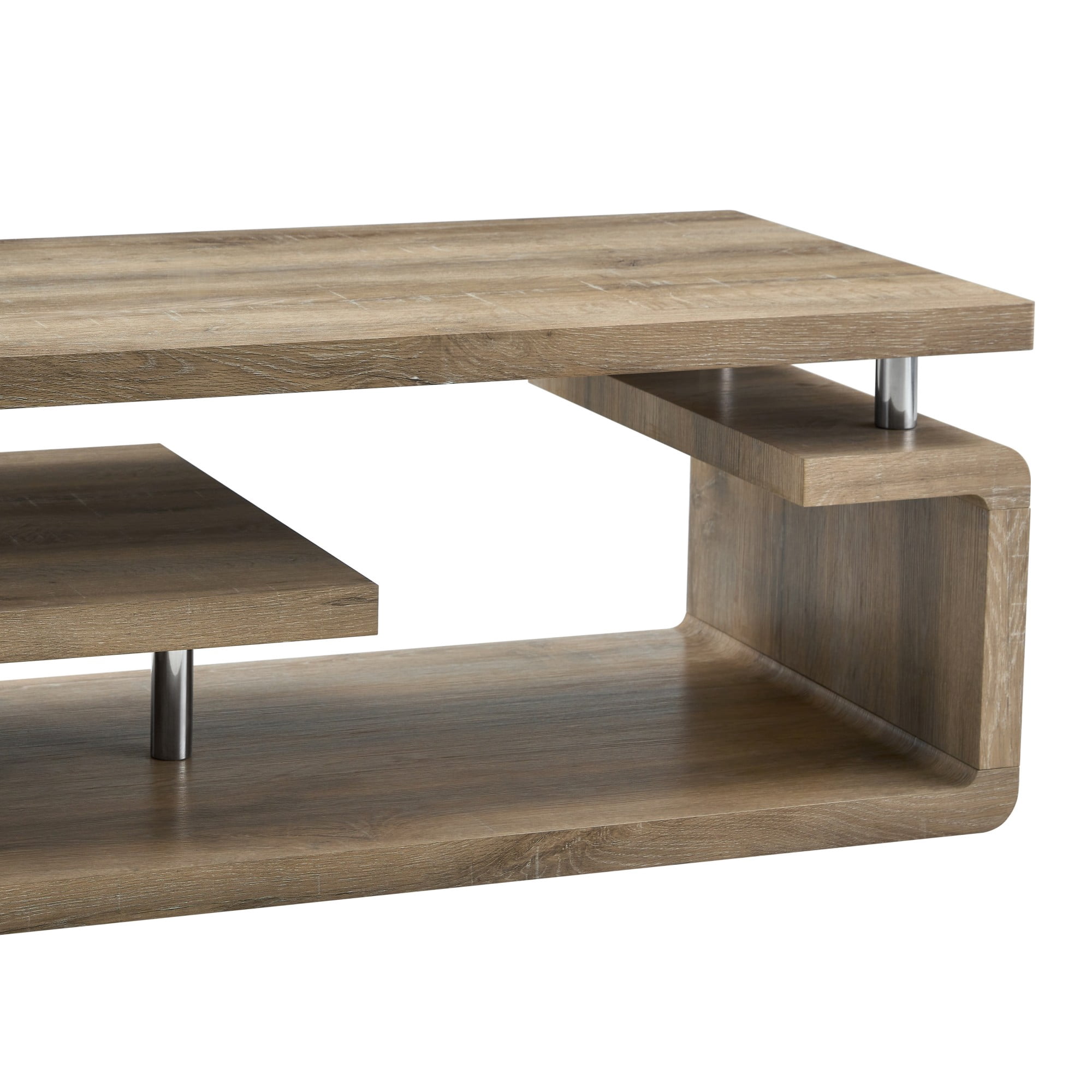 Alvantor 3-Tier MDF Coffee Table with Modern Storage for Living Room or Office