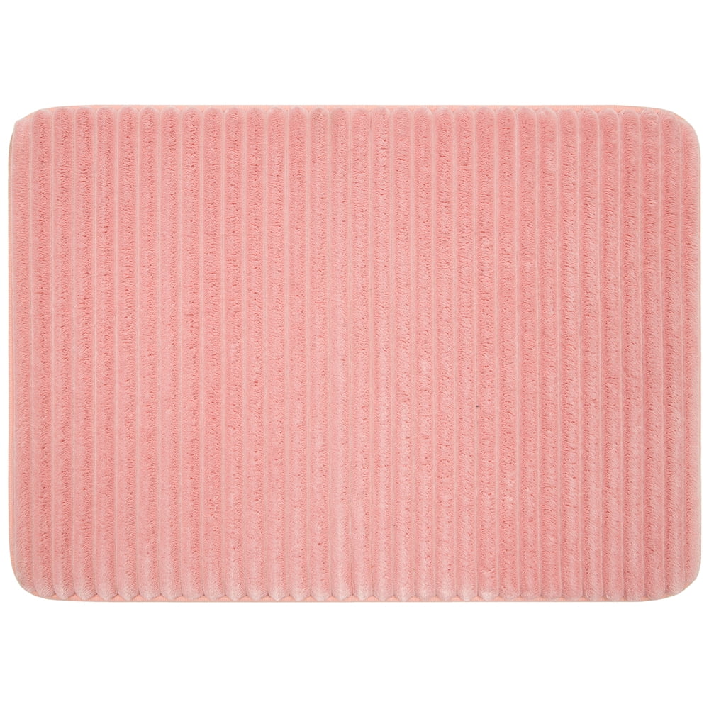 Mainstays Quick Dry Foam Ribbed Bath Rug,Dusty Rose, 17IN X 24IN