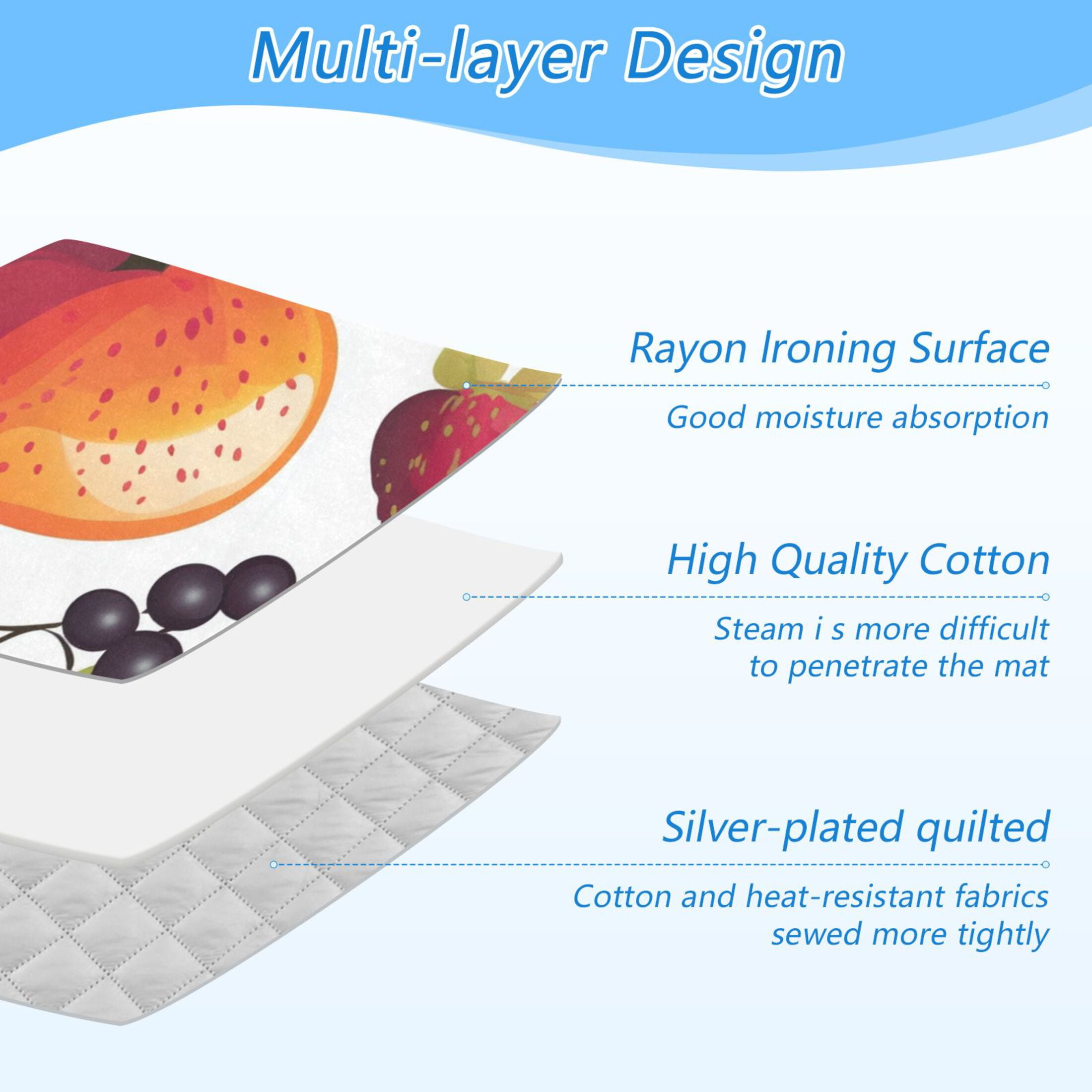 Cartoon Fruit Pattern Ironing Mat Blanket for Table Top Travel Portable Ironing Board Pad 47.2x27.6 Inch