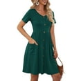 thumbnail image 5 of Sngxgn Women's Shoulder Short Dress Ruched Bodycon Mini Dress(Green,M), 5 of 8