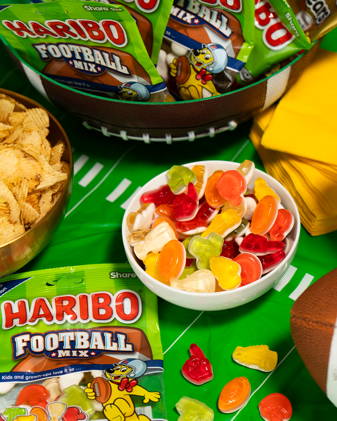 HARIBO Football Mix Gummies Assorted Fruit Flavor Gummy Candy, 7oz