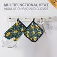 thumbnail image 4 of Yayeee Oven Mitts and Pot Holder Set of 2 Heat Resistant Kitchen Gloves Baking Hot Pad, Blue Lemons, 4 of 5