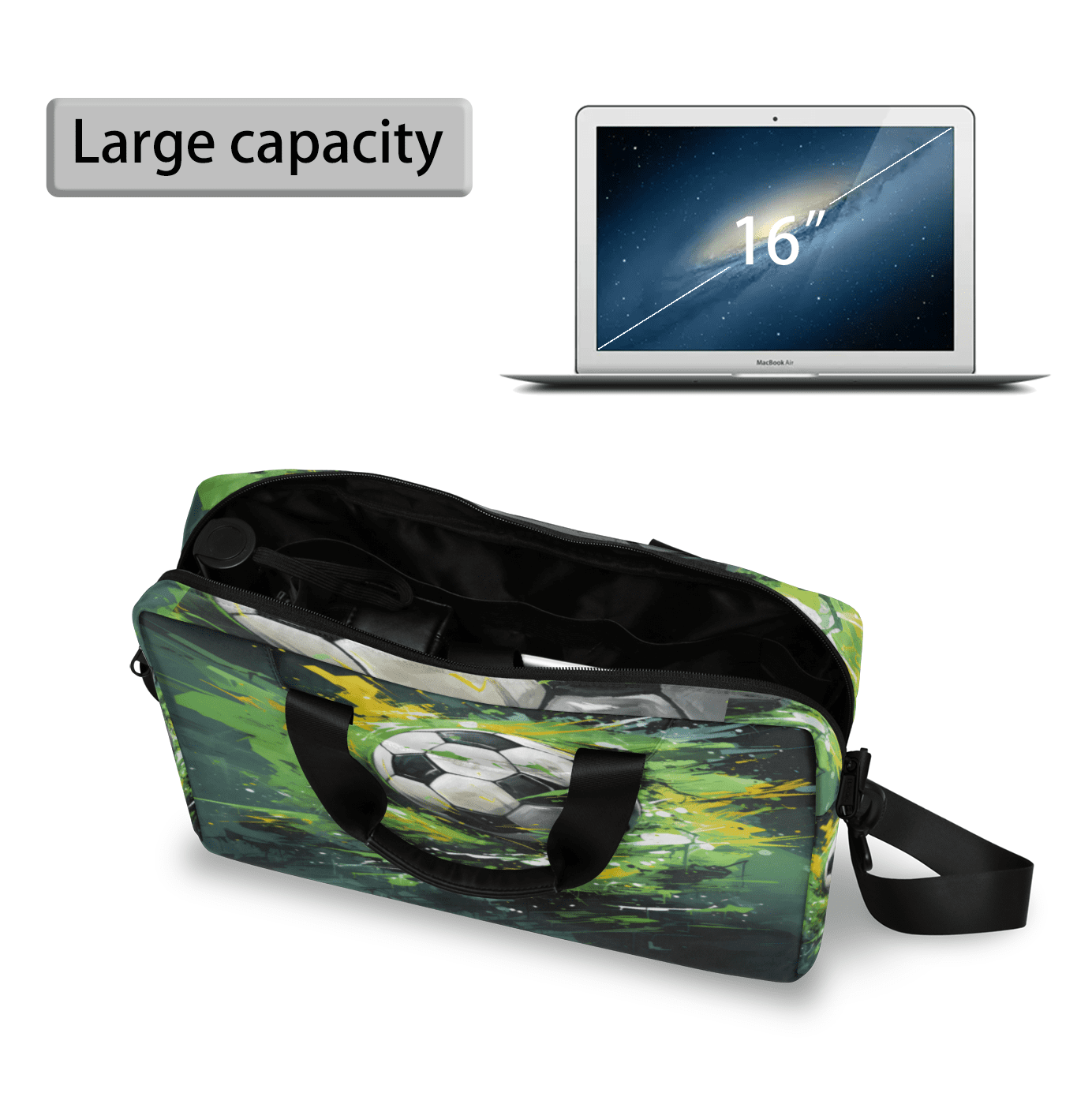 Herdesigns Football Soccer Laptop Bag for Women Men, Computer Case Briefcase Messenger Bags, 15-15.6 inch Laptop Sleeve Shoulder Bag