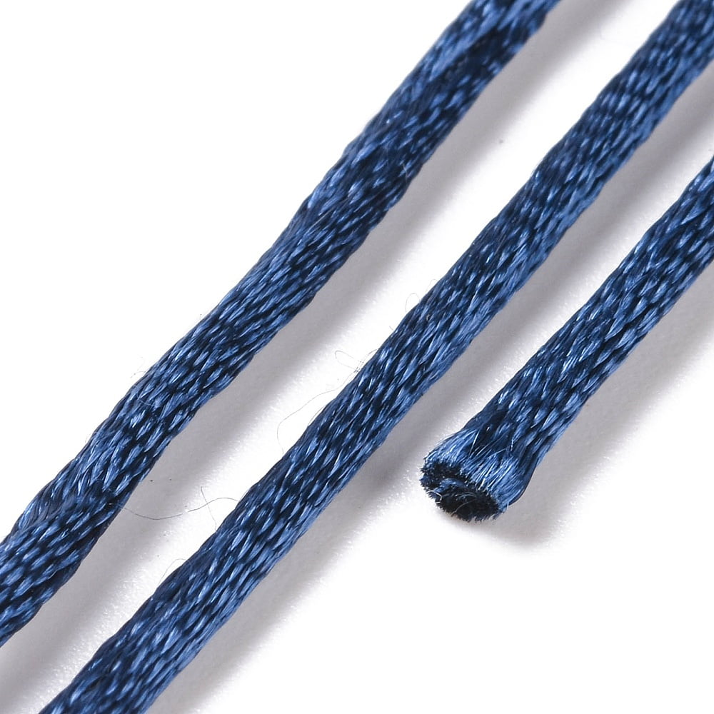 Macrame Rattail Chinese Knot Making Cords Round Nylon String Threads Satin Cord Medium Blue 2mm about 10.93 yards(10m)/roll