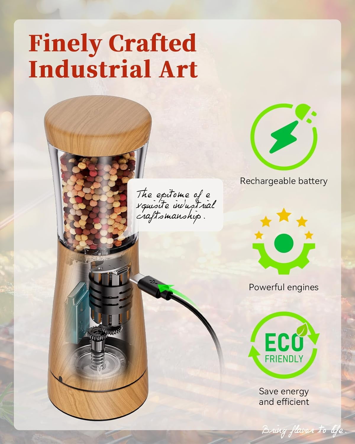 Electric Salt and Pepper Grinder Set Adjustable Coarseness Mill Grinders Shakers Refillable USB Rechargeable with LED Light Tomeem (2 Pack)