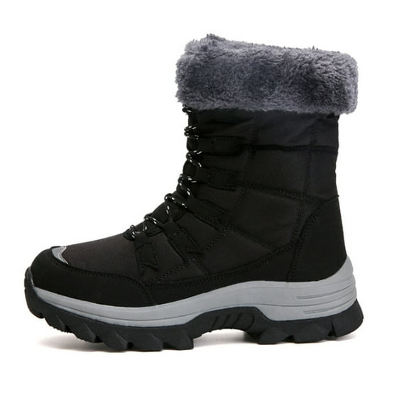 Womens Snow Boots Winter Fur Lined Waterproof Walking Boots Lightweight Outdoor Ankle Boots Ladies Warm Shoes Anti-Slip Mid Calf Boots