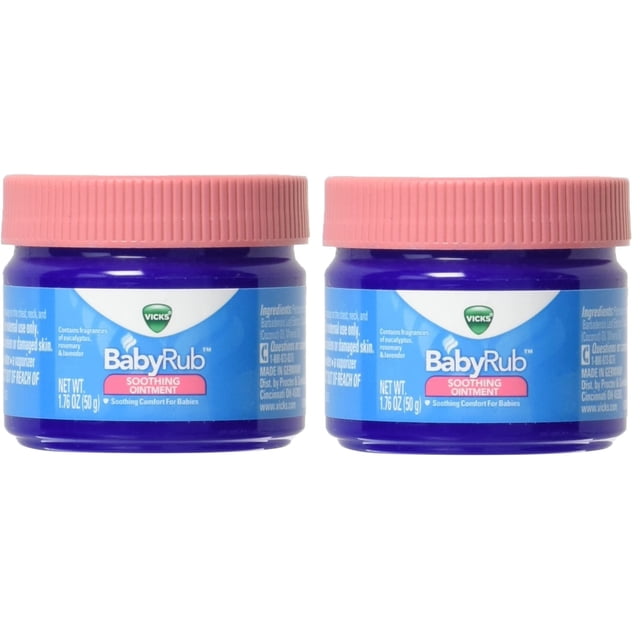 Vicks BabyRub ungüento vaporizante calmante para bebés 50 g, paquete de 2