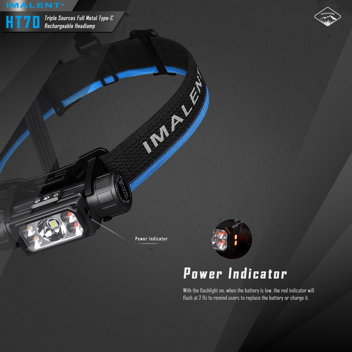 IMALENT HT70 LED Headlamp 3500LM 349M 5000mAh Battery Type-C Rechargeable White Red Light Three-Light Source Headlight
