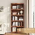 thumbnail image 3 of Richya Modern Walnut 6-Tier Bookshelf – Open Storage Bookcase for Living Room, Study, Office, 3 of 7
