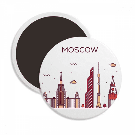 

Moscow Russia Flat Landmark Pattern Round Ceracs Fridge Magnet Keepsake Decoration