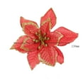 thumbnail image 3 of 10Pcs Glitter Poinsettia Flowers Christmas Tree Ornaments, Artificial Poinsettias Bushes Christmas Decorations for Xmas Holiday Wedding , 5.2-inch, 3 of 8