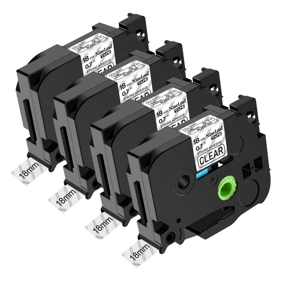NineLeaf 4 Pack Compatible for Brother P-Touch Black on Clear TZe TZ Label Maker Tape TZe-S141 TZ-S141 18mm 0.7 in Extra Strength Laminated Label Tape