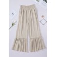 thumbnail image 2 of ABPHQTO Pantalones de pierna ancha con volantes y cintura alta con fruncido caqui para mujer, 2 of 5