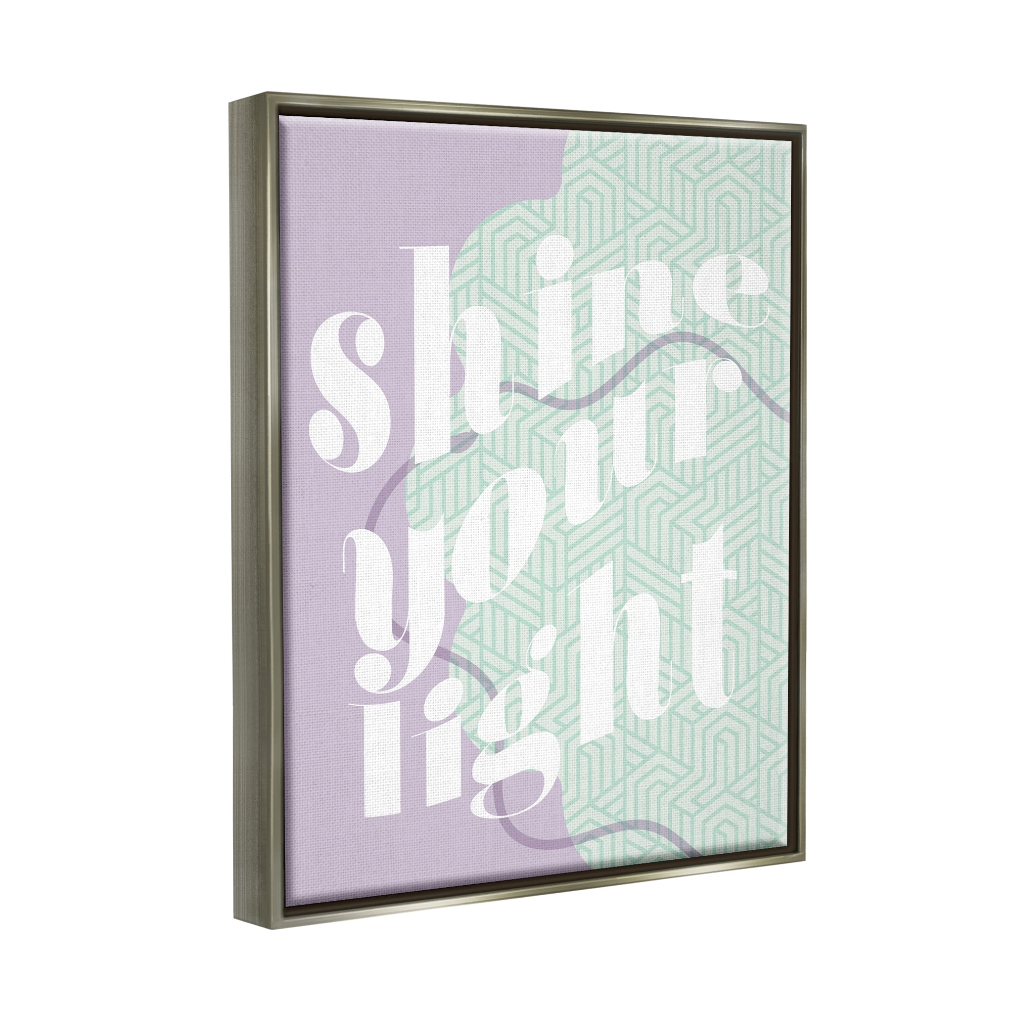 Stupell Industries Shine Your Light Purple & Green Religious Painting Gray Floater Framed Art Print Wall Art