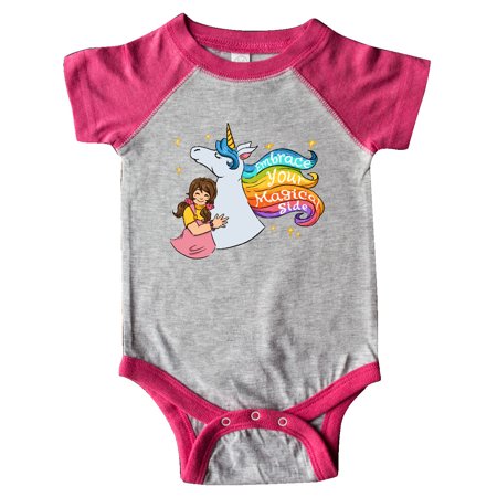 

Inktastic Embrace Your Magical Side Girl Hugging A Unicorn Gift Baby Boy or Baby Girl Bodysuit