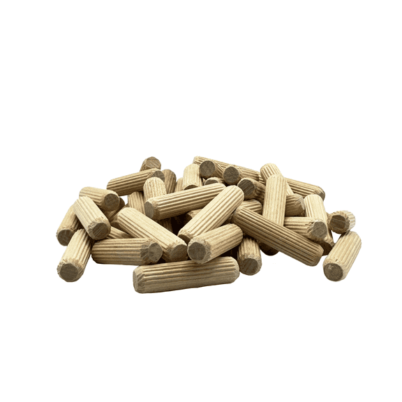 Rhino Wood Industries: 3/8" x 1-1/2" Wooden Dowel Pins, 200-Pack – Kiln-Dried Birch, Fluted & Beveled