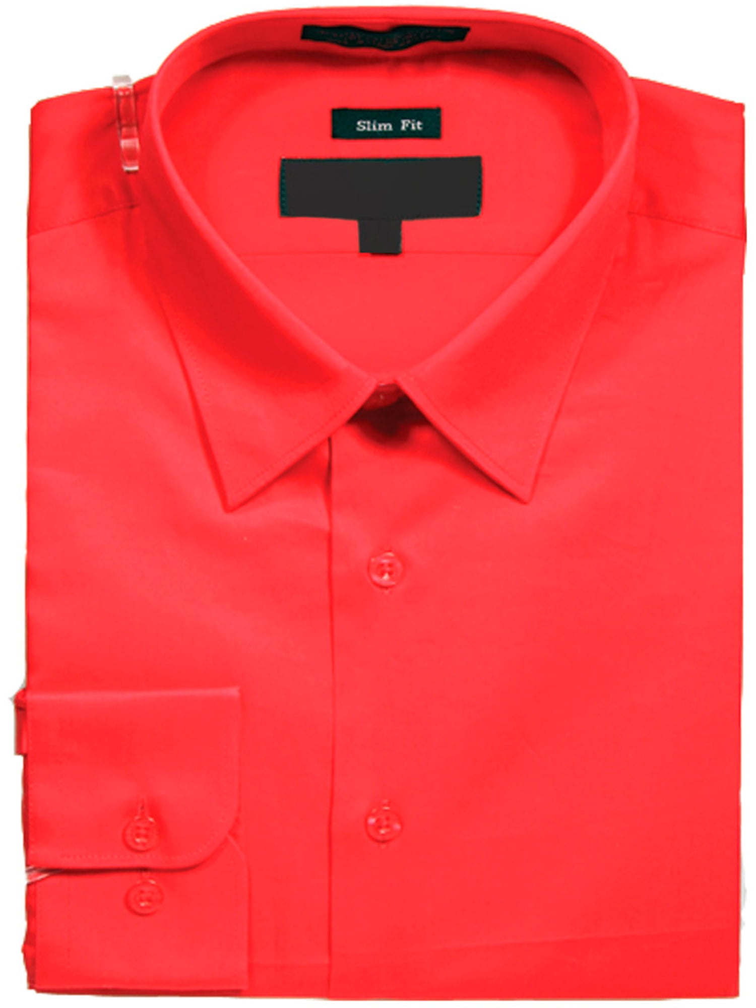 Sunrise Outlet - Men's Slim Fit Basic Solid Color Dress Shirt with ...