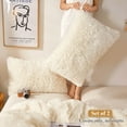 thumbnail image 2 of XeGe Fluffy Faux Fur Pillow Cases, Soft Plush Shaggy Furry Pillowcases, Velvet Fuzzy Decorative Long Pillow Shams for Bed Couch, Zipper Closure, Set of 2(King Size, Beige), 2 of 6