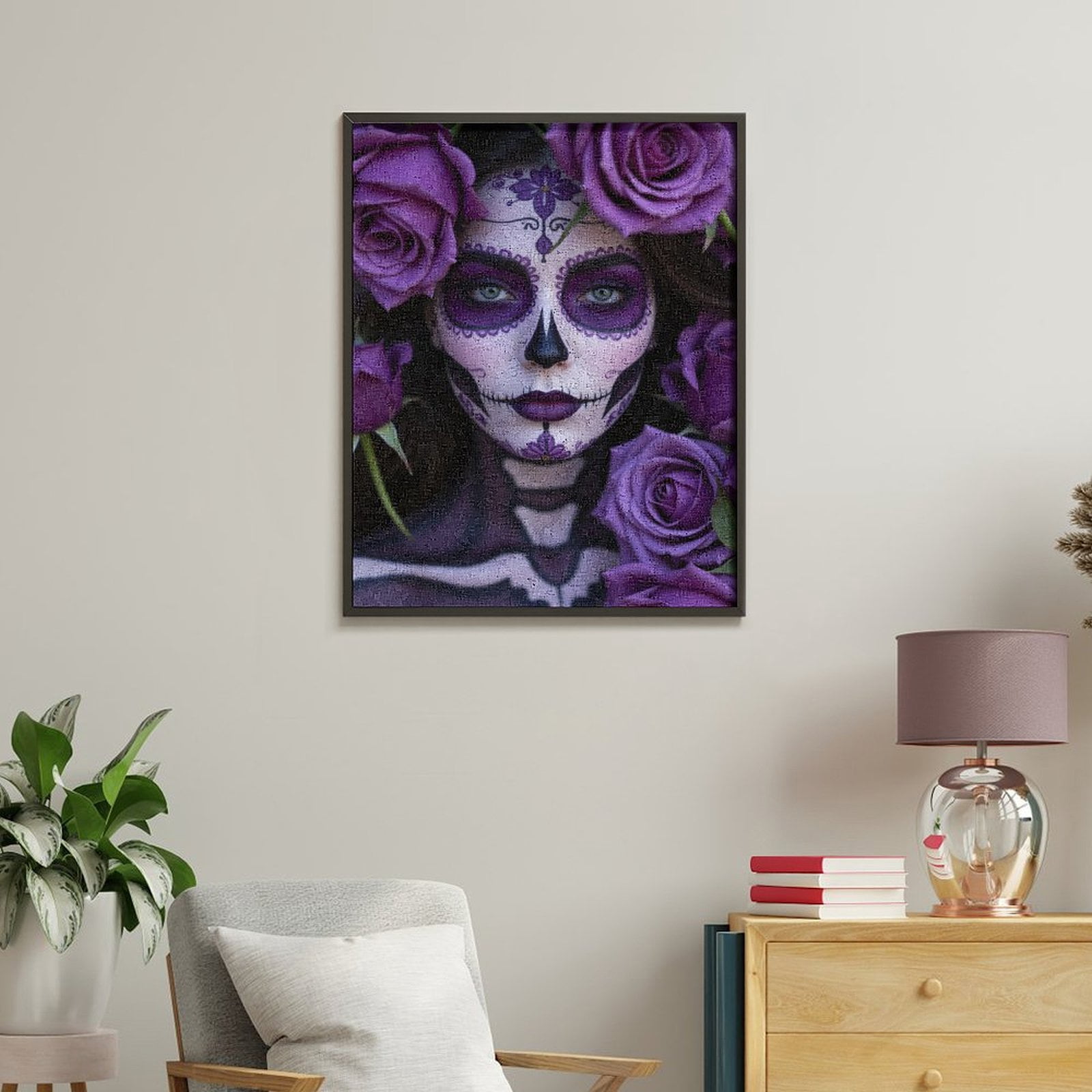 Paint By Numbers Kit for Adults Beginner - DIY Purple Floral Face Art Beauty Canvas Painting Kits for Adults, Frameless Paint By Number for Adults for Home Wall Decor 16x20 Inch