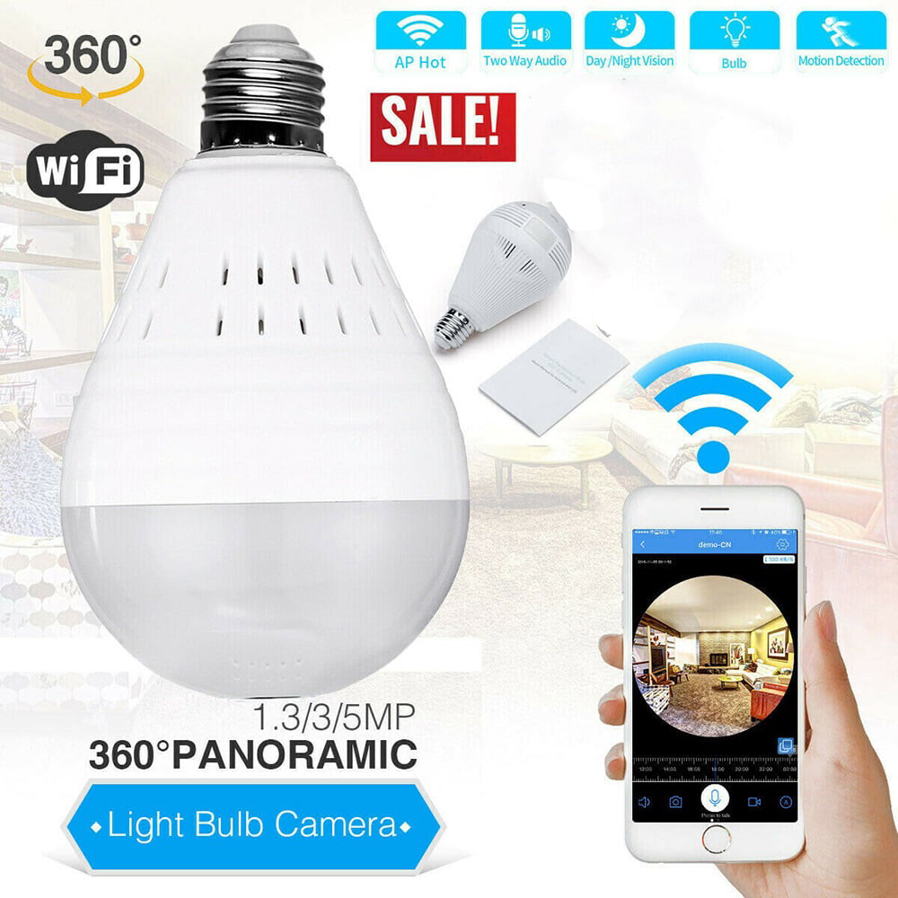 Mini Security IP Camera 360° Panoramic SPY Hidden 960P Wifi Wireless Light Bulb 