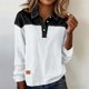 thumbnail image 1 of TaTaai Women's long sleeve collared top, linen cotton fabric, color block design, removable buttons, pullover style, casual loose fit, soft breathable, ideal for daily outings & office casual Gift, 1 of 7