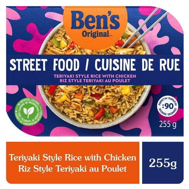BEN'S ORIGINAL™ Street Food Teriyaki Style Rice with Chicken, Prepared Entrée, Microwave in 90 Seconds, 255 g