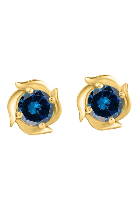 Ear Rings for Women 1 Carat.Twt Blue Diamond Shines From Every Angle Stud Earring Carat 14k Solid Yellow Gold 4 Prong setting
