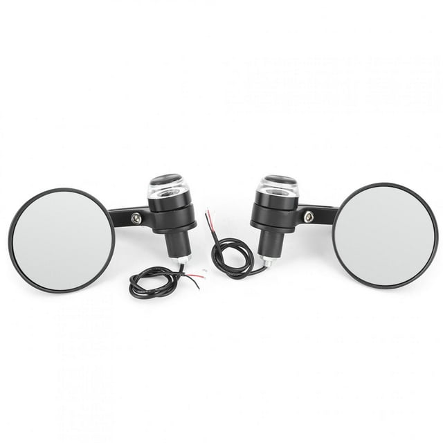 2pcs 22mm 7/8in Fin de Guidon Rétroviseurs Ronds avec Clignotants LED Universel pour Moto