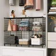 thumbnail image 4 of shiyou-Wire Cube Storage Metal Grids 6 Cubes Bookshelf Bookcase Stackable Closet Shelves Organizer Modular Storage Cube Bins Multi-use Iron Wire Shelving Rack for Living Room, Home, Office, Black, 4 of 4