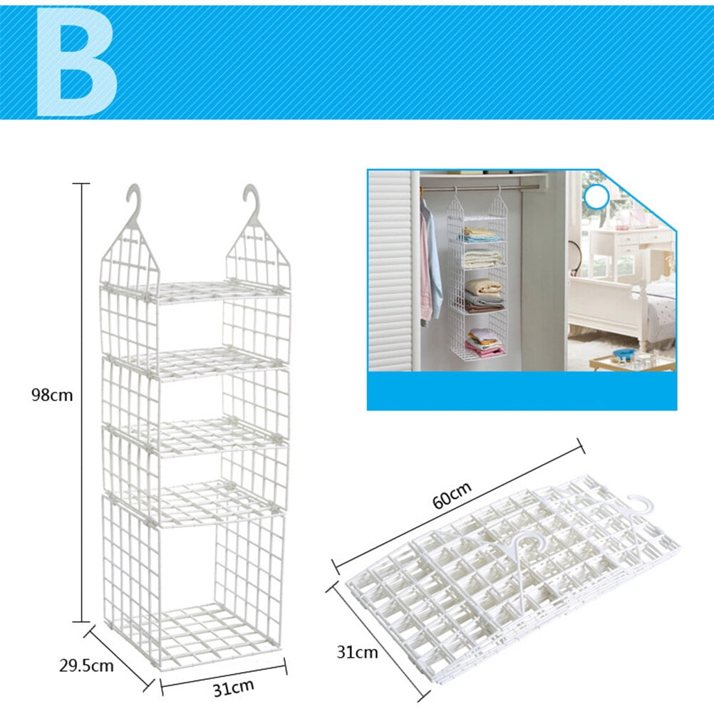 Hanging closet shelf plastic Multilayers DIY Foldable Hanging Closet