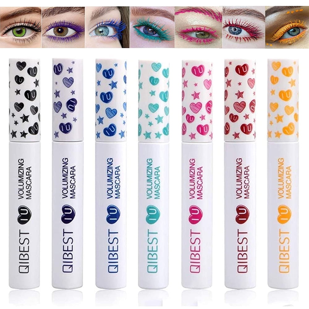 7PCS Waterproof Color Mascara, 7 Color Variety Pack Mascara Eyeliner Charming Longlasting Mascara for Eyelash Eye Makeup