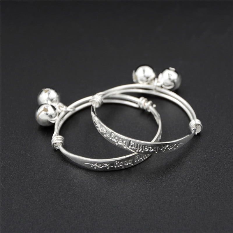 Details about   1Pair Silver Newborn Baby Bell Bangle Bracelet Health Somebody Loves CarvedNCnh5 
