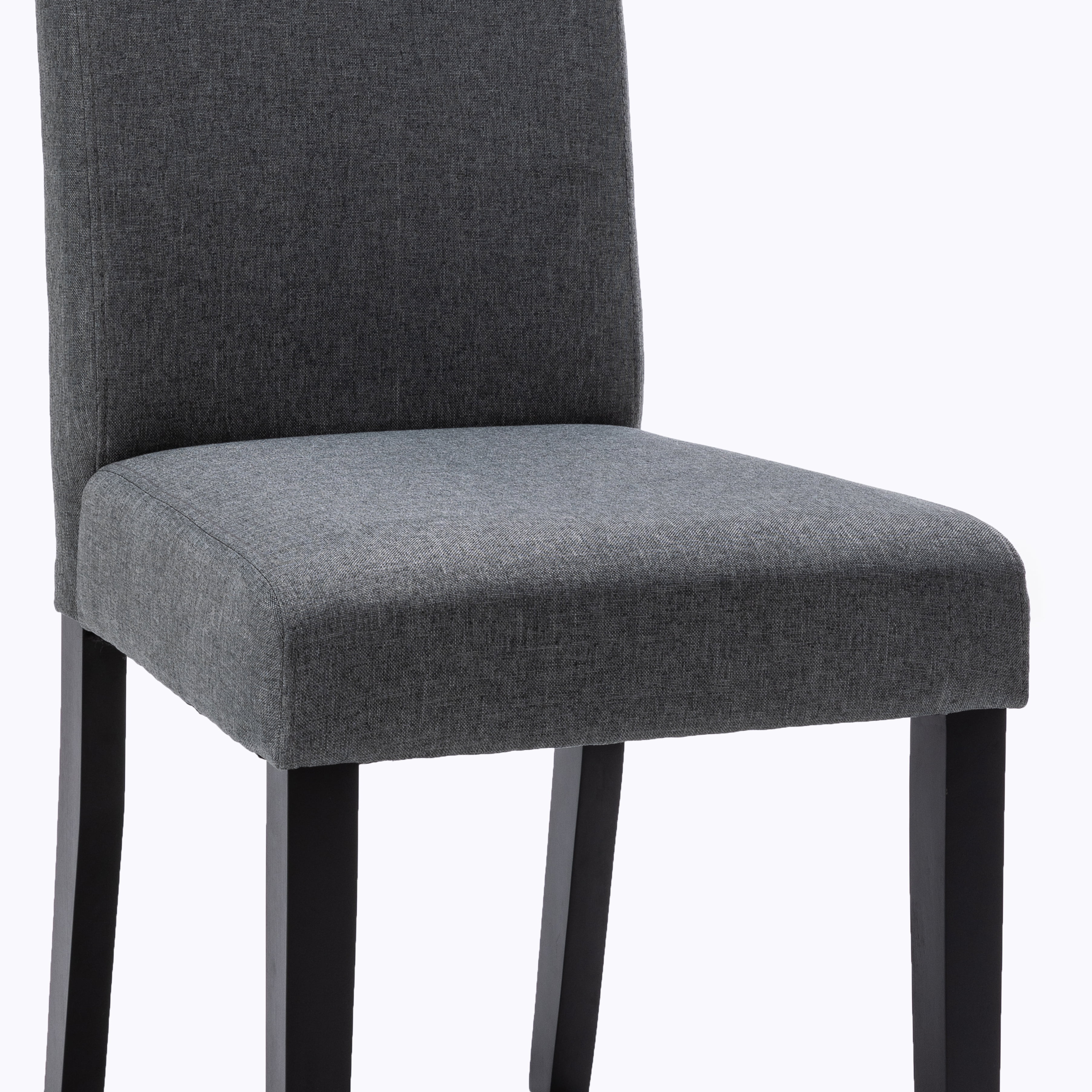 Modern 2 PC Polyester Dining Chair Set with Diamond Tufted Back and Wooden Legs, Dark Grey - AC Pacific