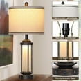 thumbnail image 4 of Farmhouse Table Lamp, 27" Vintage Rustic Retro Beside Lamp with USB A+C Charging Ports & AC Outlet, Industrial Modern Lamp with Glass LED Night Light for Living Room Bedrooms Nightstand 1 Pack, 4 of 11