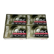 Maxell VHS-C TC-30 HGX Gold Blank Cassettes - Pack of 4 Cassettes