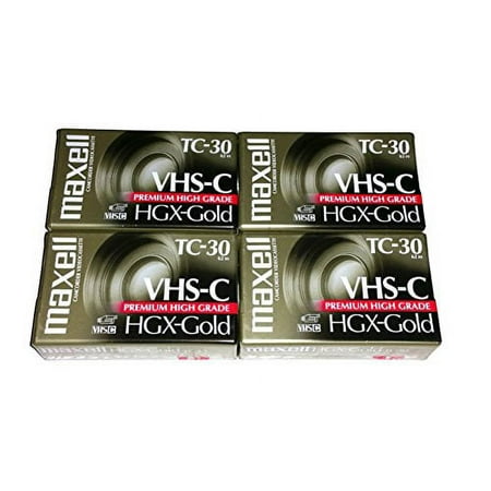 Maxell VHS-C TC-30 HGX Gold Blank Cassettes - Pack of 4 Cassettes