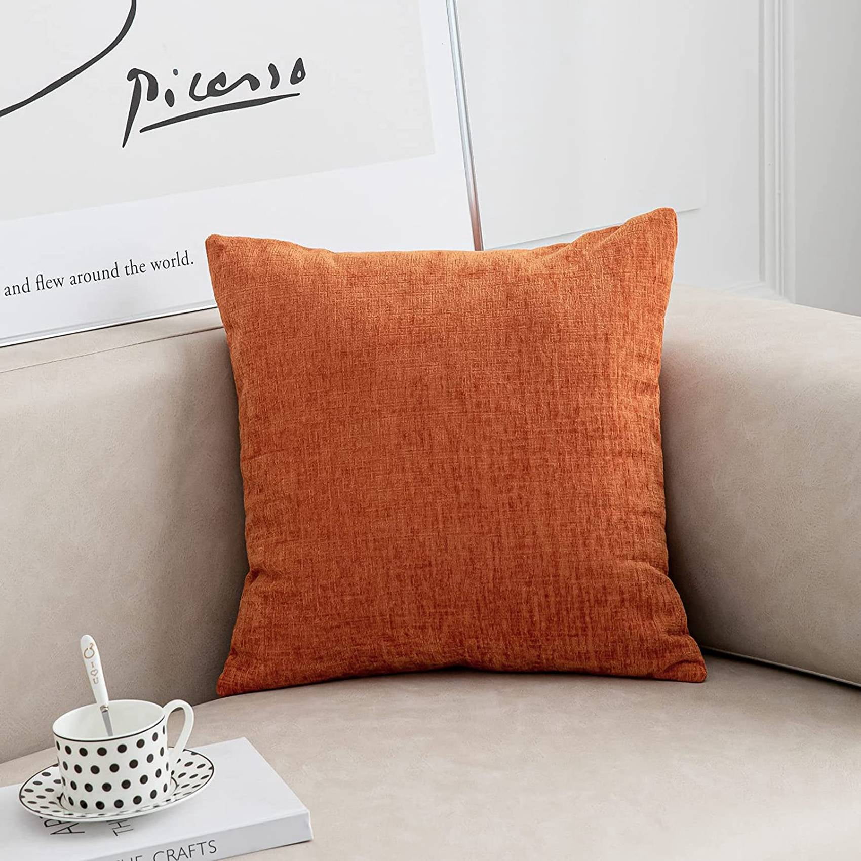 Burnt Orange Pillow Covers 18X18 Inch 4 Modern Farmhouse Rustic Decorative Throw Pillow Cover Square Cushion Case