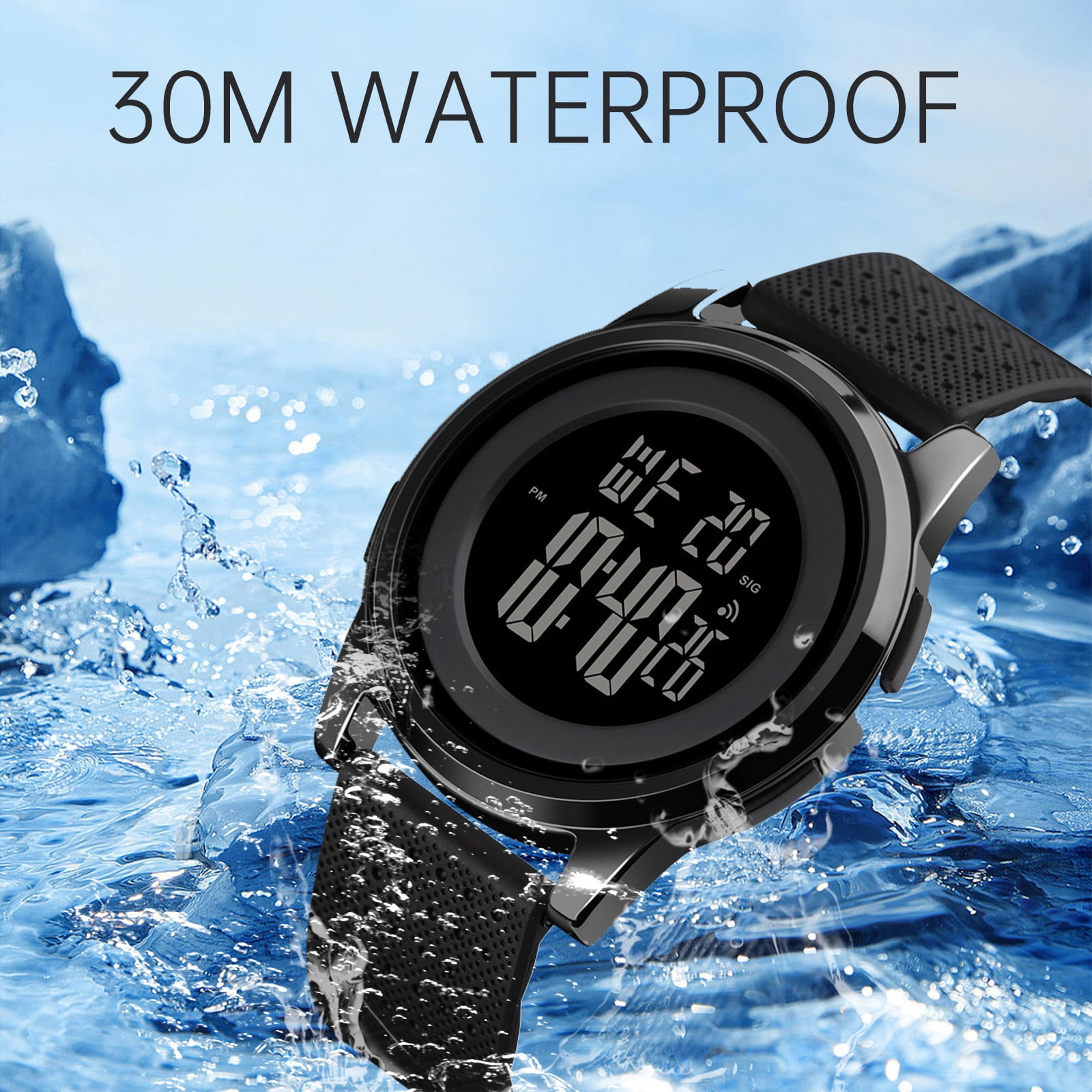 SKMEI Mens Watch Ultra-Thin Digital Sports Watch Waterproof Stainless Steel Fashion Wrist Watch for Men Women
