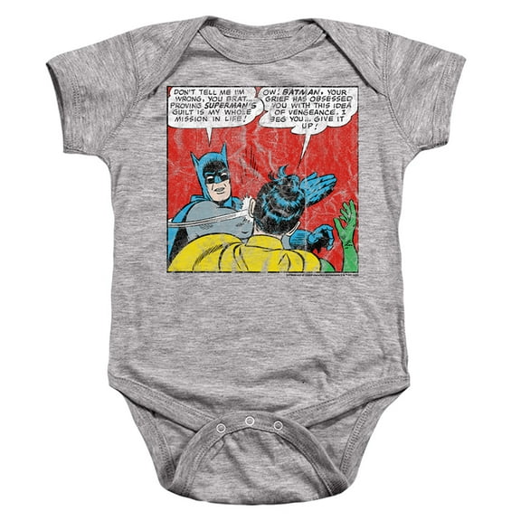Batman Bat Slap 1 Unisex Infant Snap Suit for Baby (6 Months) Athletic Heather