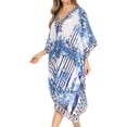thumbnail image 3 of Sakkas Kristy Long Tall Lightweight Caftan Dress / Cover Up With V-Neck Jewels - Blue / White - One Size, 3 of 5