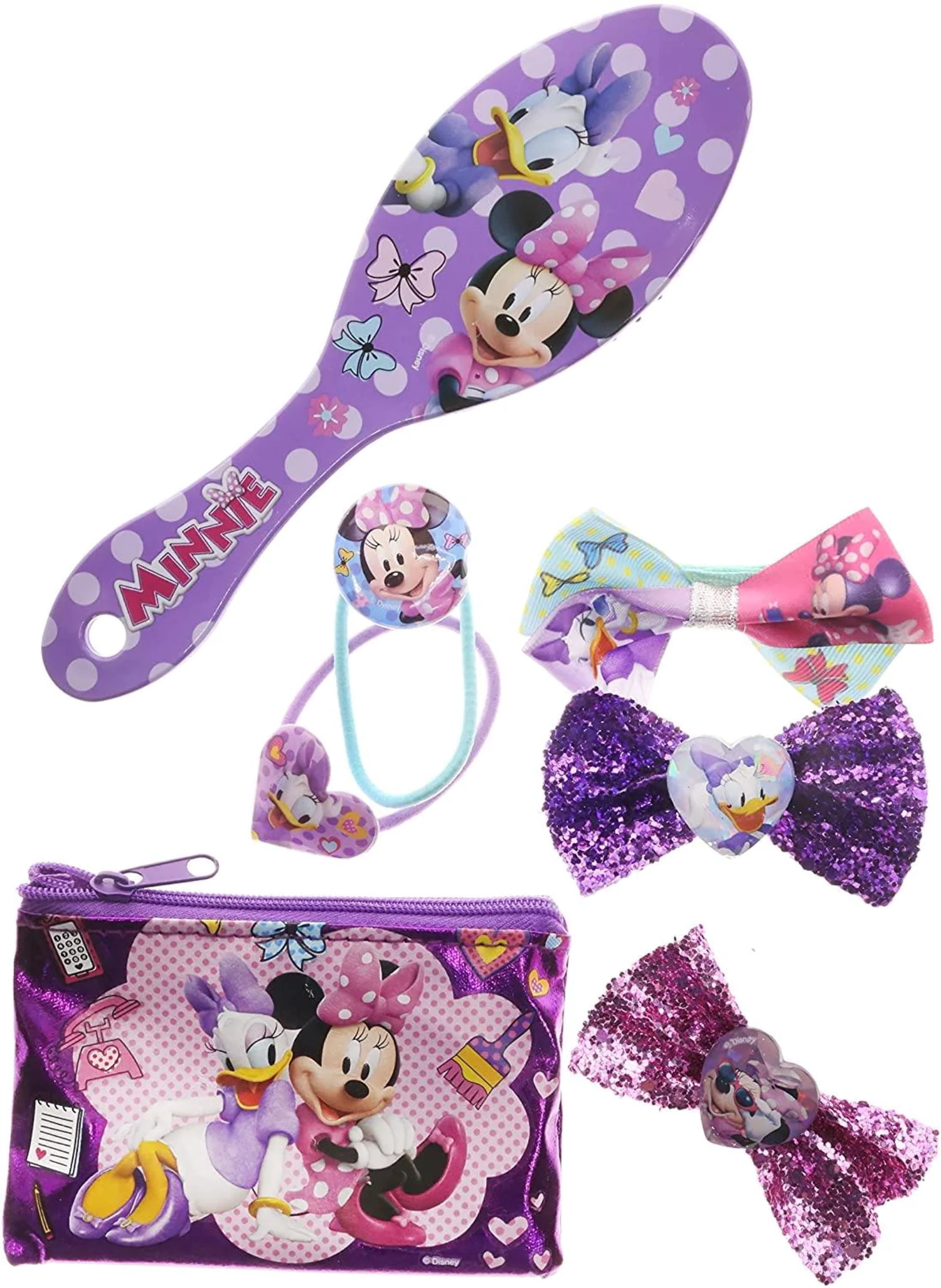 Minnie Mouse Brush & Hair Accessories by Disney, 7 Piece Set for Kids