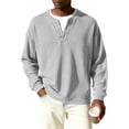 thumbnail image 6 of Nokdvo Mens Long Sleeve Waffle Shirts Lightweight 1/4 Button Up Henley Casual Shirt Fall Winter Textured Solid Color Loose Sweaters,Light Gray 3XL, 6 of 9