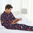thumbnail image 6 of Fotbe colorful Skull Retro Pattern Long Sleeve Pajama Set for Men,Sleepwear Set,2-piece Loungewear Set,Soft PJs Comfy Nightwear with Pockets-X-Large, 6 of 7