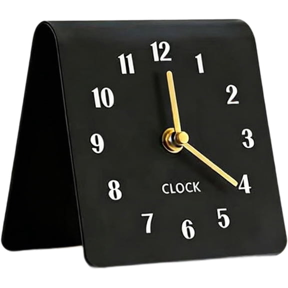 Desk Analog Clock 1pc Black, Square Acrylic Silent Ornament for Office Bedroom Shelf Nightstand