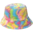 thumbnail image 6 of CoCopeaunts Tie Dye Bucket Hat Thickened Warm Basin Hat Female Plush Colorful Rainbow Fisherman Hat Stage Costume Accessory, 6 of 8