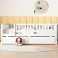 thumbnail image 3 of Bellemave Twin Daybed with Storage and Fence, Wooden Twin Size Platform Bed with Rails and 2 Drawers, Low Loft Bed Frame (White), 3 of 8