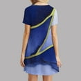 thumbnail image 6 of JTZGDY Summer Dresses for Women Loose Fit Casual Tie Dye Marble Print Crewneck Tshirt Dress Short Sleeve Sundress Beach Cover Ups Blue XL, 6 of 7