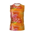 thumbnail image 6 of Lsque Orange Flower Psychedelic Print Men's Cotton Blend Sleeveless Muscle Shirts (S-3XL)- Moisture Wicking, Odor Protection, UPF 30+,Medium, 6 of 8