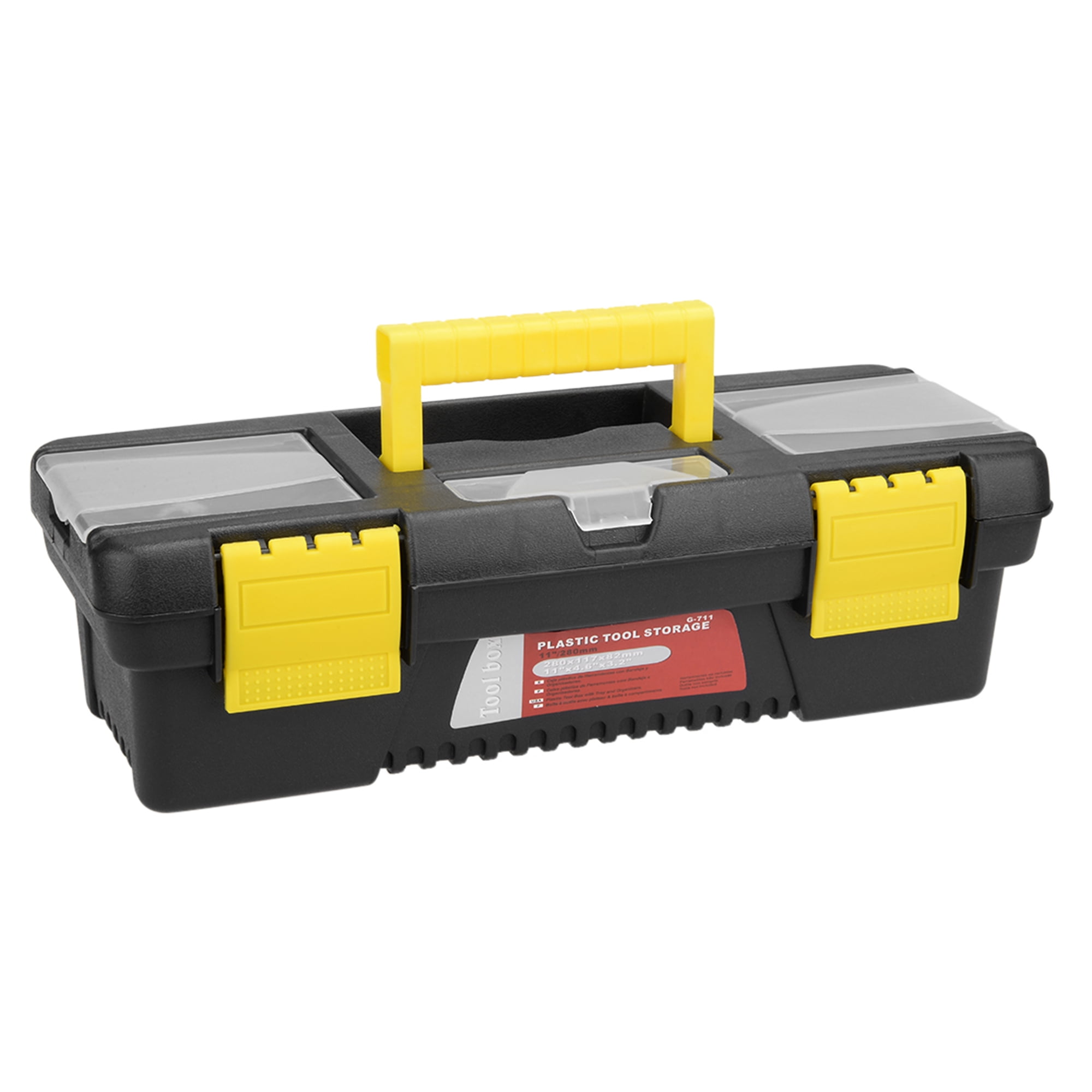 3Pc Plastic Tool Box Chest Set Handle Tray & Compartment Diy Storage Toolbox Bag 